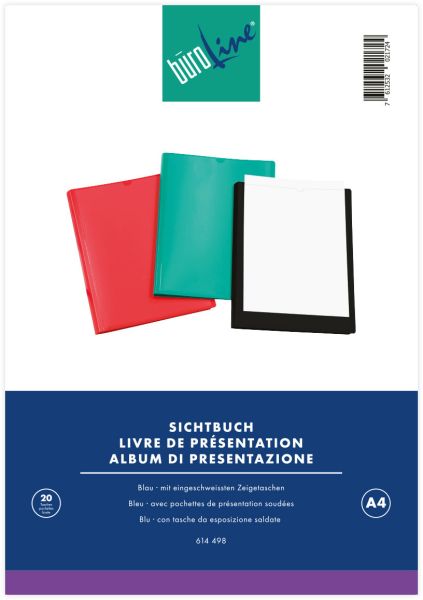 BÜROLINE Sichtbuch A4 614498 blau 20 Taschen