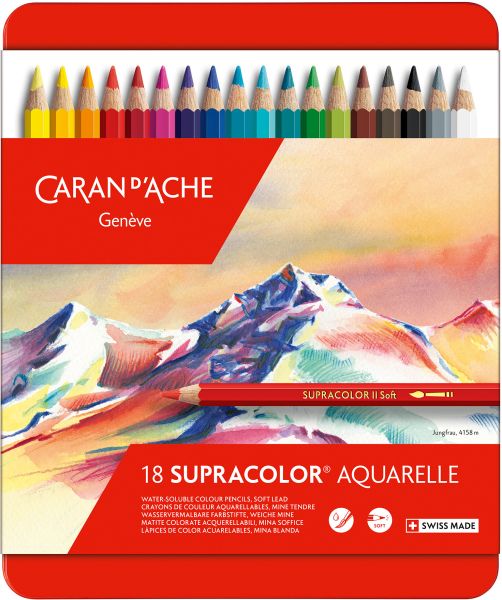 CARAN D'ACHE Farbstifte Supracolor 3,8mm 3888.318 ass. in Metallsch. 18 Stück