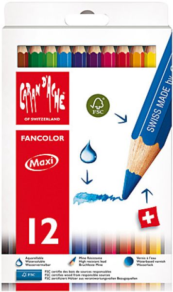 CARAN D'ACHE Farbstifte Maxi Fancolor 498.712 12 Farben Karton