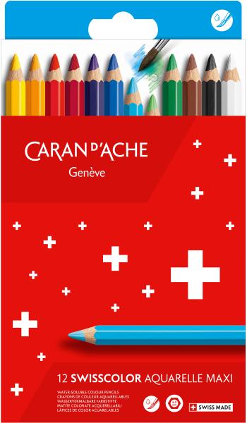 CARAN D'ACHE Farbstifte Swisscolor 498.812 Maxi 12 Stück