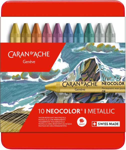 CARAN D'ACHE Wachsmalkreide Neocolor 1 7004.310 10 Farben Metallbox