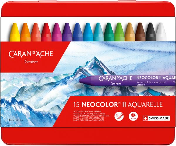 CARAN D'ACHE Wachspastelle Neocolor II 7500.315 15-farbig assortiert