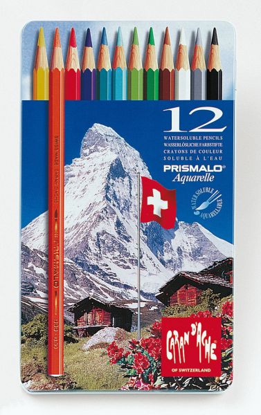 CARAN D'ACHE Farbstifte Prismalo 3mm 999.312 ass. in Metallsch. 12 Stück