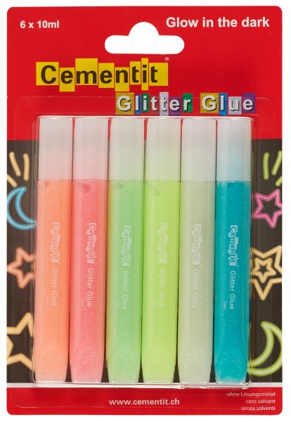 CEMENTIT Glitter Glue Glow in the dark 52.017.20 6x10ml