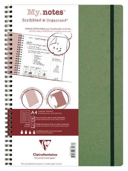 CLAIREFONTAINE AGE BAG MY.NOTES A4 783463C Spiralbuch liniert grün 60 Bl