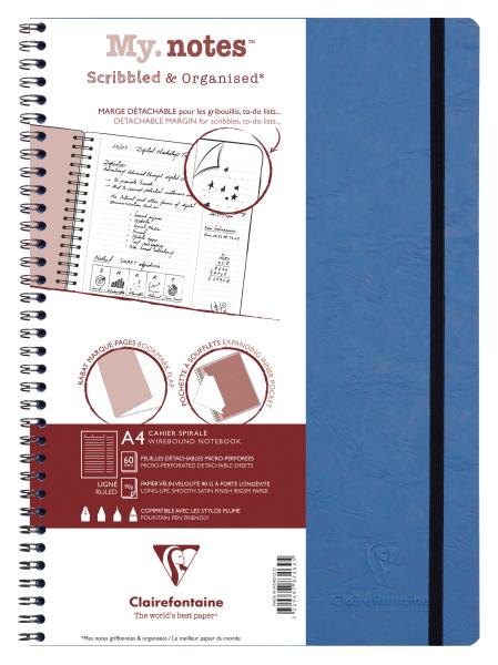 CLAIREFONTAINE AGE BAG MY.NOTES A4 783464C Spiralbuch liniert blau 60 Bl