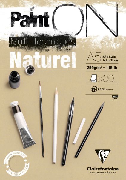 CLAIREFONTAINE Paint'On A5 96539C Natur 30 Blatt