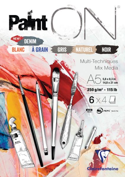 CLAIREFONTAINE Paint'On Block A5 975409C Sortiert 24 Blatt