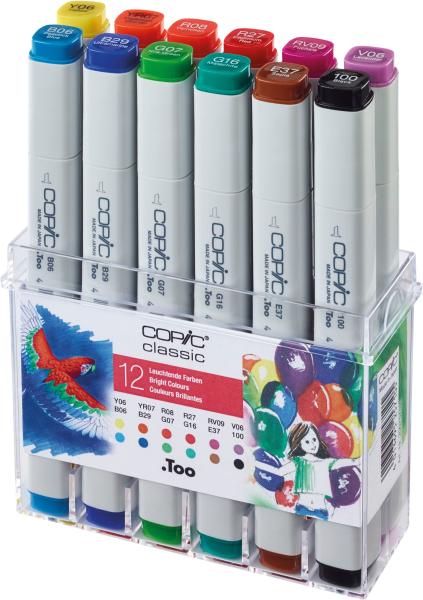 COPIC Marker Classic 20075702 Leuchtende Farben, 12 Stück