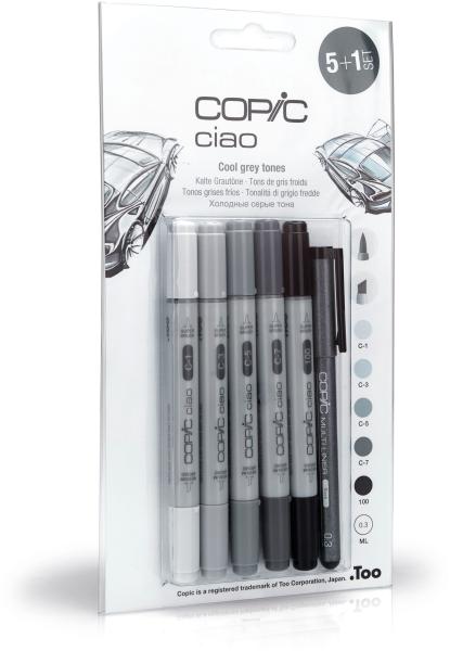 COPIC Marker Ciao 22075554 5+1 Set Cool Grey Tones