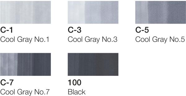 COPIC Marker Ciao 22075554 5+1 Set Cool Grey Tones