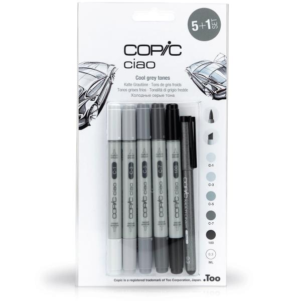 COPIC Marker Ciao 22075554 5+1 Set Cool Grey Tones