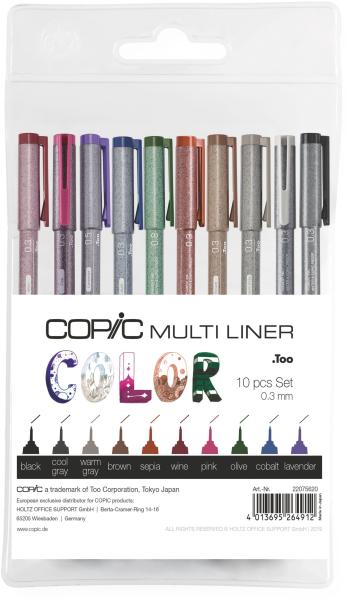 COPIC Multiliner 0.3mm 22075620 Color Set, 10 Stück