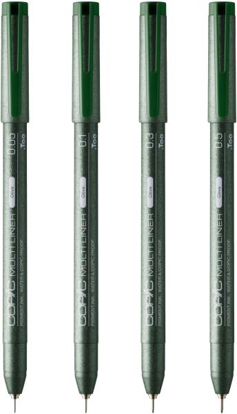 COPIC Multiliner 22075627 Olive Set, 4 Stück ass.