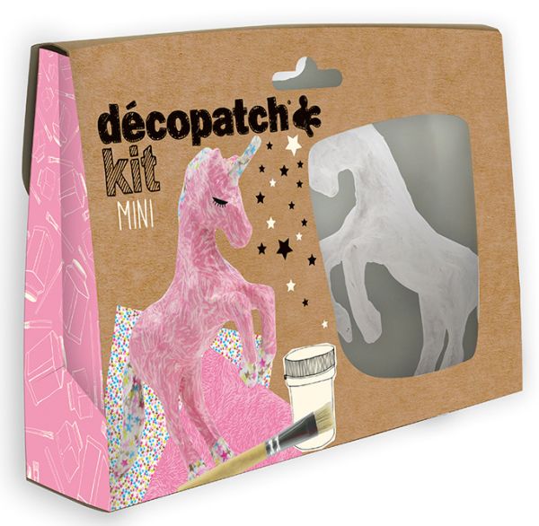 DECOPATCH Bastelset Einhorn KIT009O Bogen, Tier, Pinsel, Lack