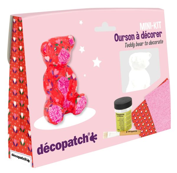 DECOPATCH Bastelset Teddybär KIT037C Bogen, Tier, Pinsel, Lack