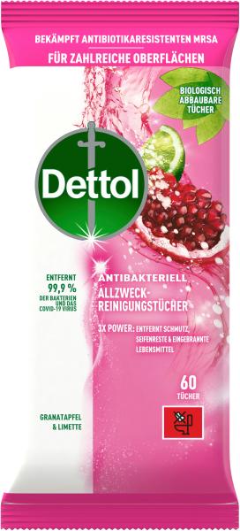 DETTOL Allzweck-Reinigungstücher 3193932 Granatapfel & Limette 60 Stück