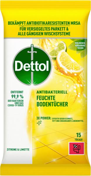 DETTOL Feuchte Bodentücher 3193947 Zitrone & Limette 15 Stück