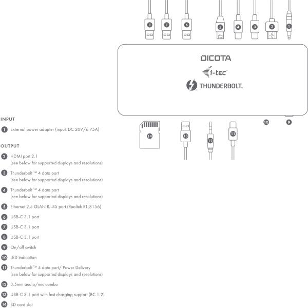 DICOTA USB-C TB4 10in1 DockingStation D32006-CH 8K HDMI/TB4 PD 96W 2.5G black