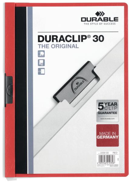 DURABLE Klemmhefter DURACLIP 30 2200/03 für 30 Blatt A4 rot