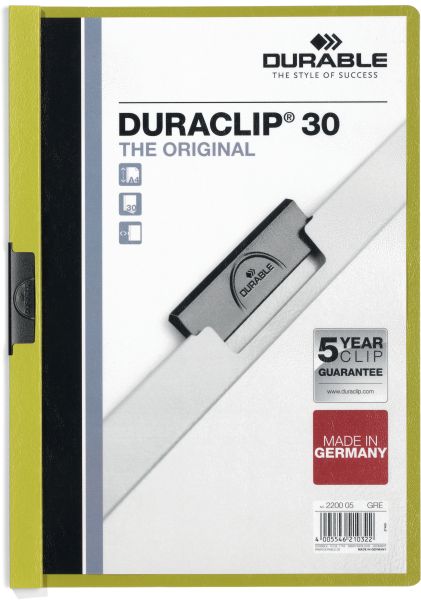 DURABLE Klemmhefter DURACLIP 30 2200/05 für 30 Blatt A4 grün