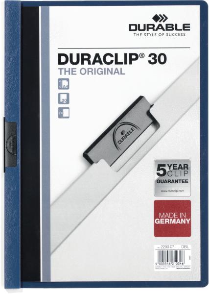 DURABLE Klemmhefter DURACLIP 30 2200/07 für 30 Blatt A4 dunkelblau