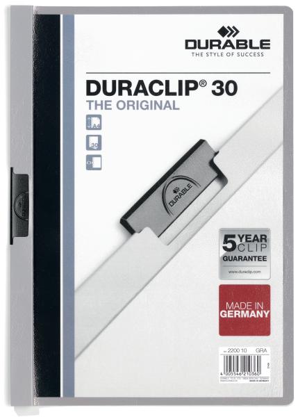 DURABLE Klemmhefter DURACLIP 30 2200/10 für 30 Blatt A4 grau