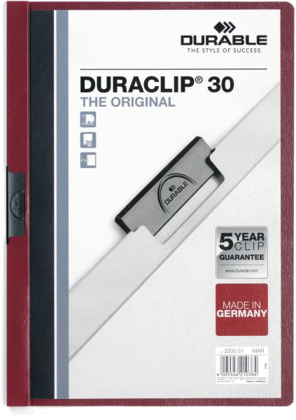 DURABLE Klemmhefter DURACLIP 30 2200/31 für 30 Blatt A4 dunkelrot