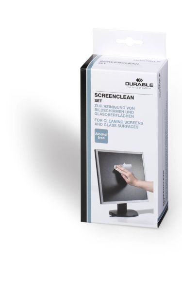 DURABLE Screenclean Set 125ml 570700 Reinigungsset 20 Tücher