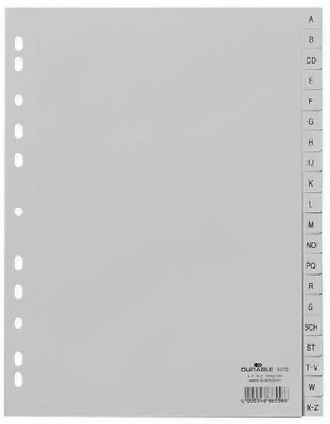 DURABLE Register PP grau A4 6510-10 20-teilig, A-Z