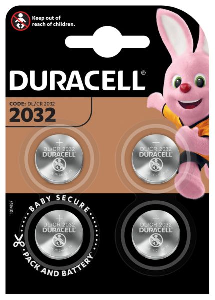 DURACELL Knopfbatterie Specialty CR2032 B2 CR2032, 3V 4 Stück