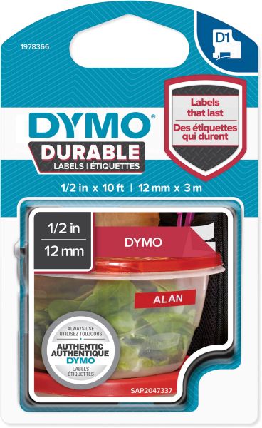 DYMO D1 Vinyl Band 12mmx3m 1978366 weiss/rot