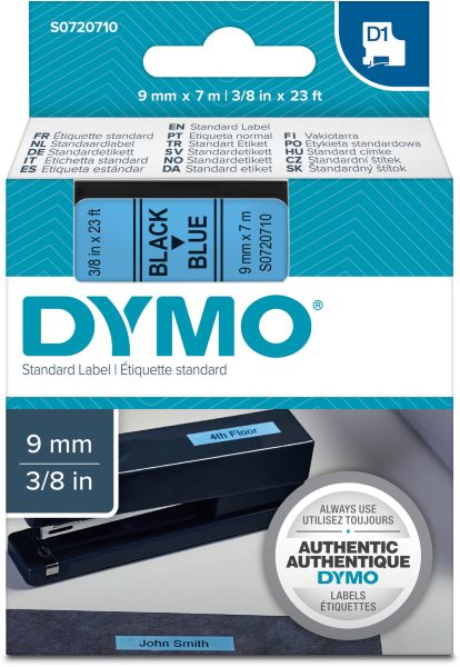 DYMO Schriftband D1 schwarz/blau S0720710 9mm/7m