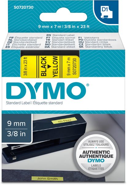 DYMO Schriftband D1 schwarz/gelb S0720730 9mm/7m