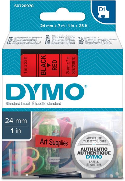 DYMO Schriftband D1 S0720970 schwarz/rot 24mm/7m