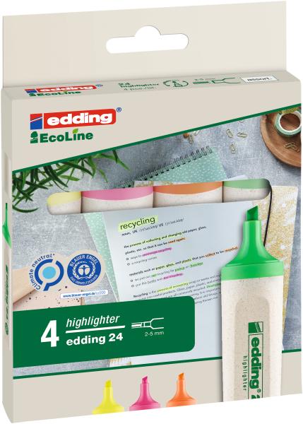 Edding ecoline textmarker 24 2-5mm 24-e4 4-farbig - Edding-24-e4-4004764917723-02