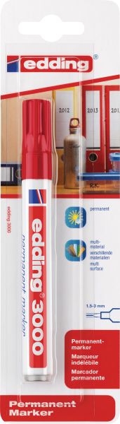 EDDING Permanent Marker 3000 1.5-3mm 3000BLI-2 rot Blister