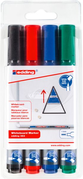 EDDING Boardmarker 363 1-5mm 363 E-4 4 Farben, Etui