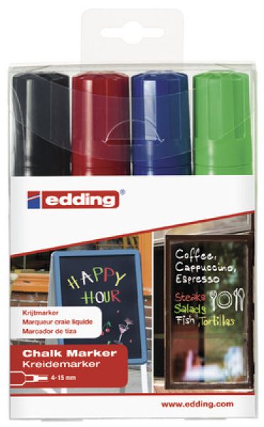 EDDING Windowmarker 4090 4-15mm 4090-E4 4 Farben ass., basic