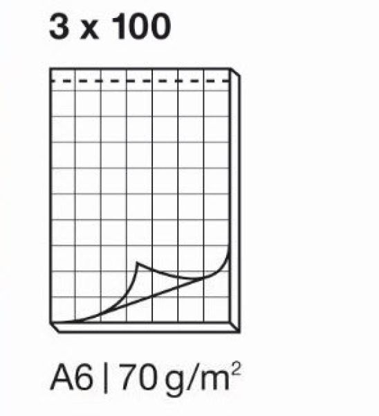 ELCO Notizblock kariert 4mm A6 74432.17 weiss, 70gm2 3x100 Blatt