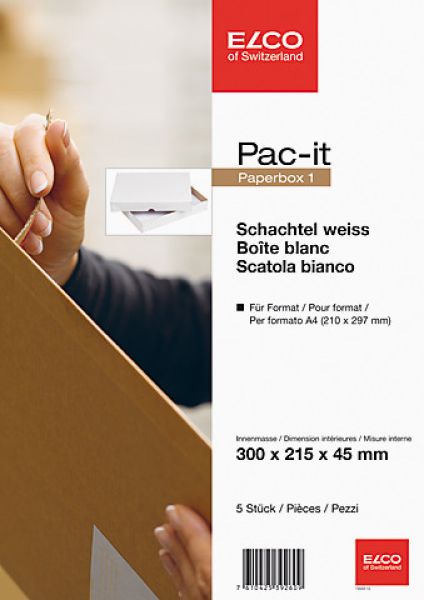 ELCO Paperbox Pac-it 300x220x45mm 74565.12 weiss 5 Stück