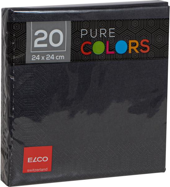 ELCO Serviette Zelltuch 24x24cm PC234020-090 3-lagig, schwarz 20Stk.