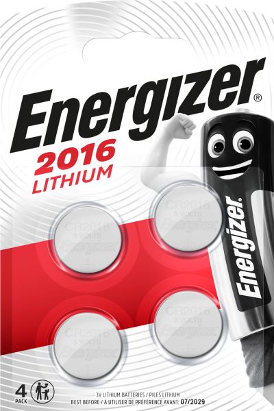 ENERGIZER Knopfzelle E300849004 CR2016, 4 Stück