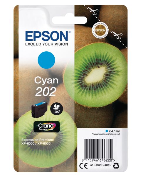 EPSON Tintenpatrone 202 cyan T02F240 XP-6000/6005 300 Seiten