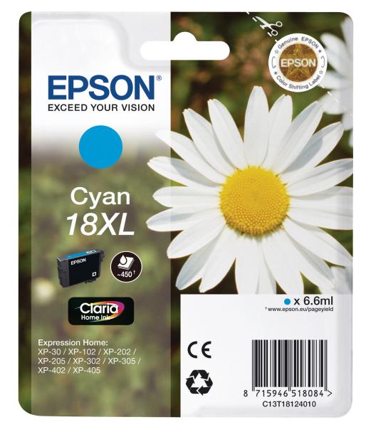 EPSON Tintenpatrone 18XL cyan T181240 XP 30/405 450 Seiten