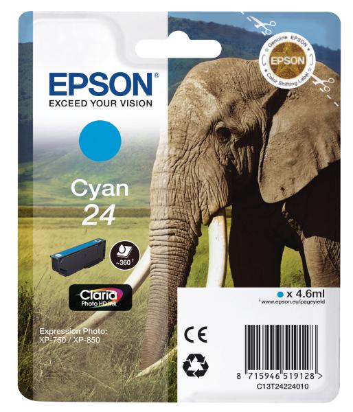 EPSON Tintenpatrone cyan T242240 XP 750/850 360 Seiten