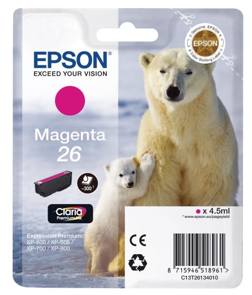 EPSON Tintenpatrone magenta T261340 XP 700/800 300 Seiten