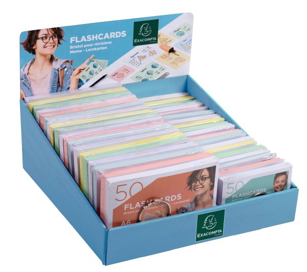 EXACOMPTA Display Flashcards A6/A7 10380E assortiert 38PK à 50 Stück