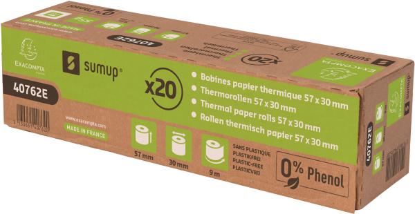 EXACOMPTA Rolle Thermo Papier 20Stk. 40762E 57x30mmx9m für SumUp