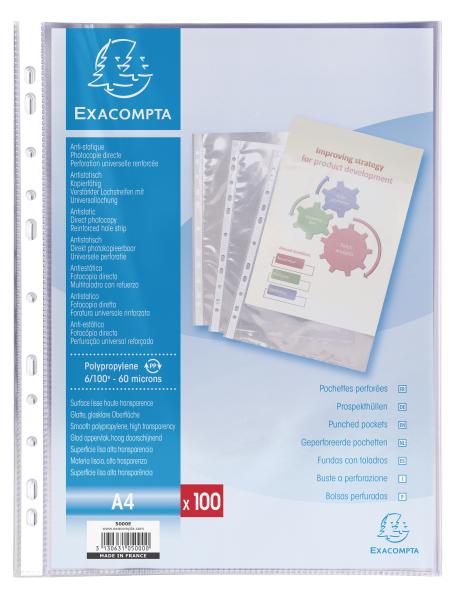 EXACOMPTA Zeigetaschen, glatt A4 5000E PP, gelocht, 60my